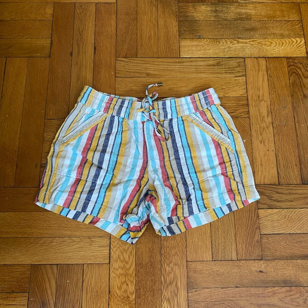 St. John's Bay Shorts Womens Striped Colorful Linen Elastic Waist - Small